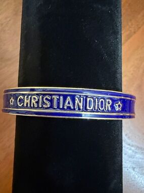 DIOR Code Bangle bracelet Christian jewelry gold luxury metal blue lacquer NEW